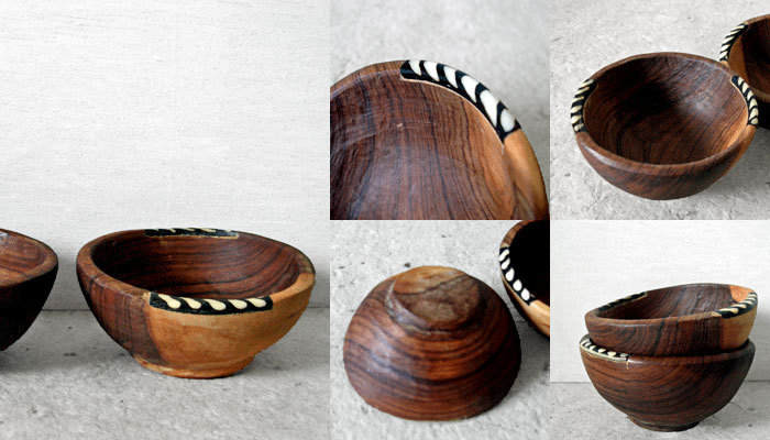 ケニアの木製ミニボウル