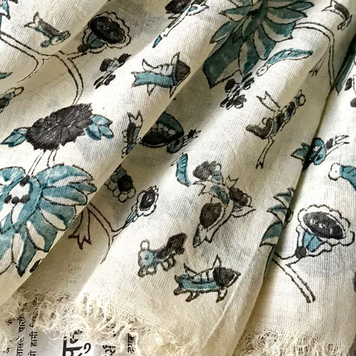 オーガニックコットンショール(ブロックプリント)