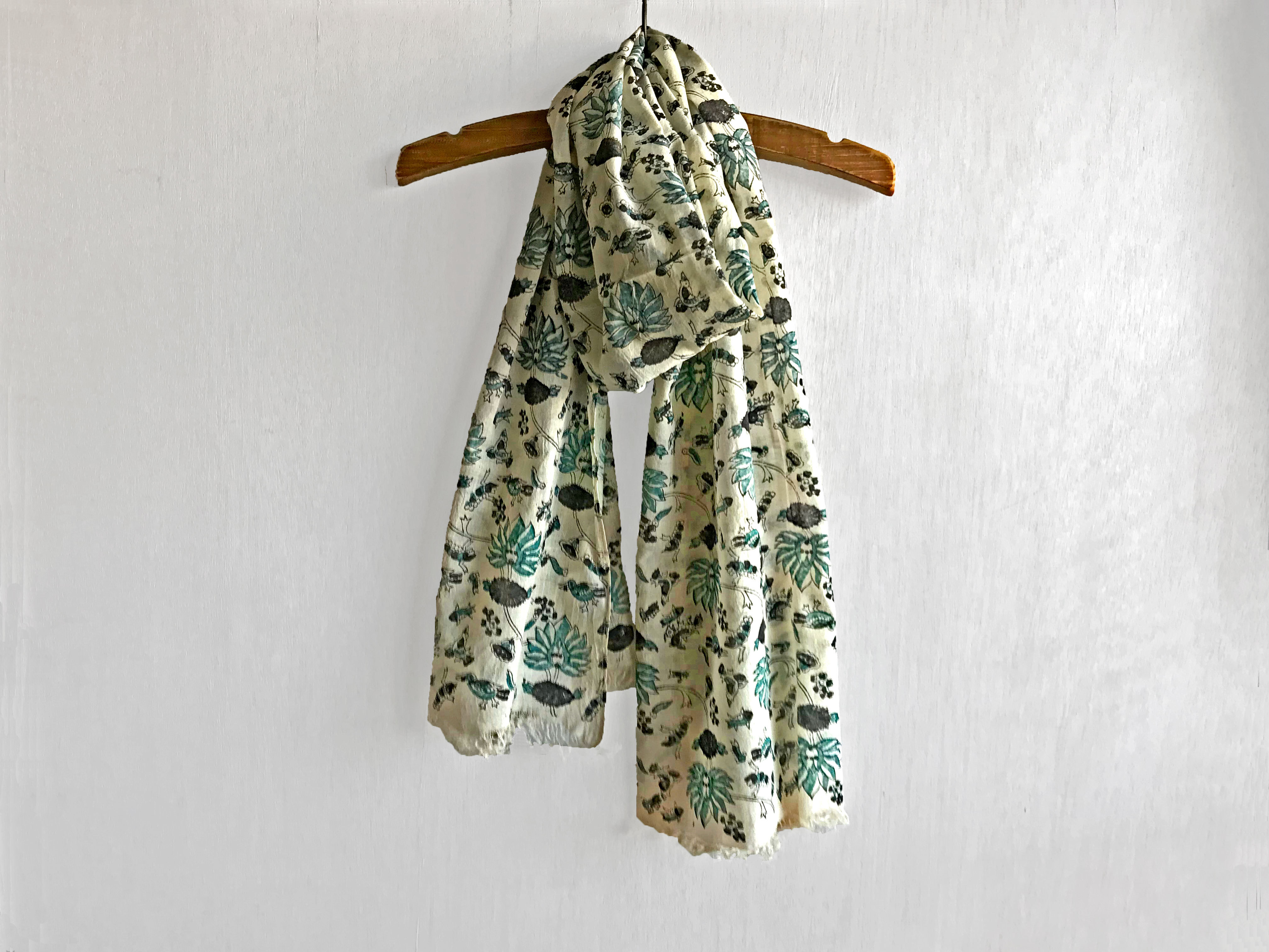 オーガニックコットンショール(ブロックプリント)