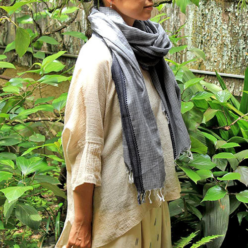 ジャガードジャムダ二ショール (オーガニックコットン)